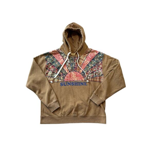 Simply Southern Sweatshirt, size women's medium; SUNSHINE patchwork design; boho - Picture 1 of 9